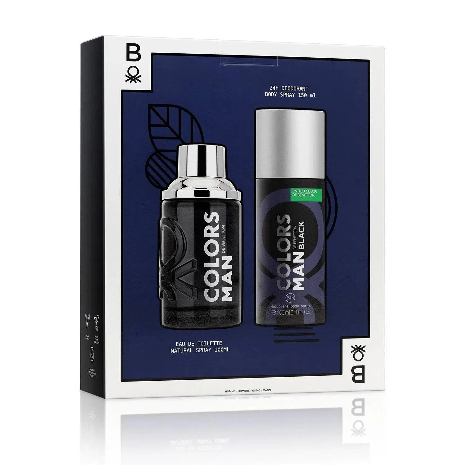Buy Benetton Colors Man Black 2 Piece Gift Set For Men for