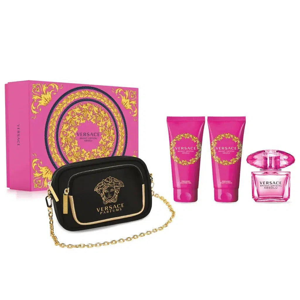 Versace Bright Crystal Absolu 3-Piece with Versace Clutch Gift Set for Women